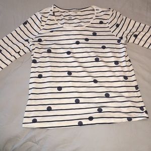 Longlseeve striped polka dot navy T-shirt XL